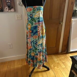 Paper Heart Anthropologie Strappy Stamp Floral Postcard Maxi Dress